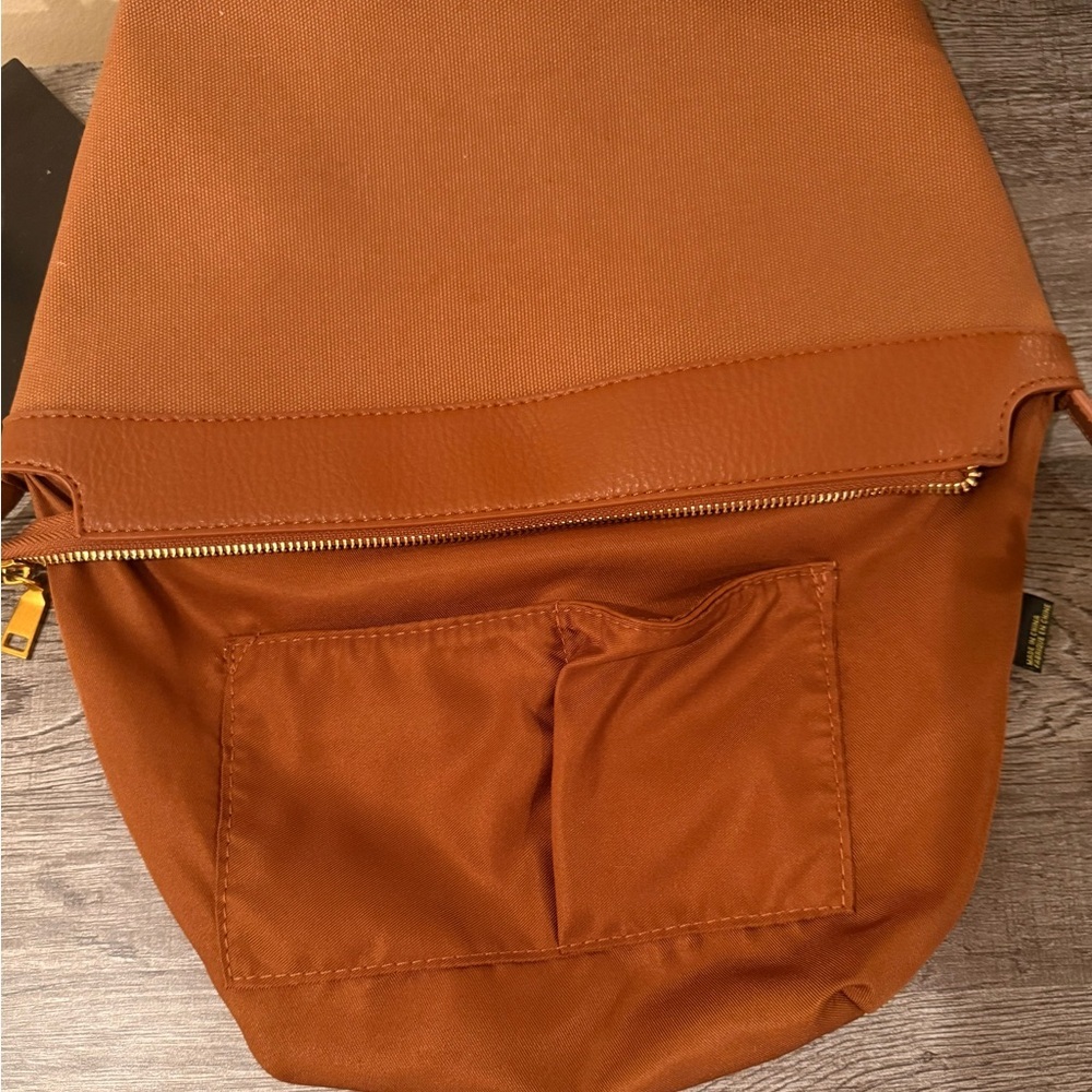 Miztique Cognac Isabelle 2 In 1 Scoop Neck Tote Vegan Leather Removable Pouch - Picture 8 of 16